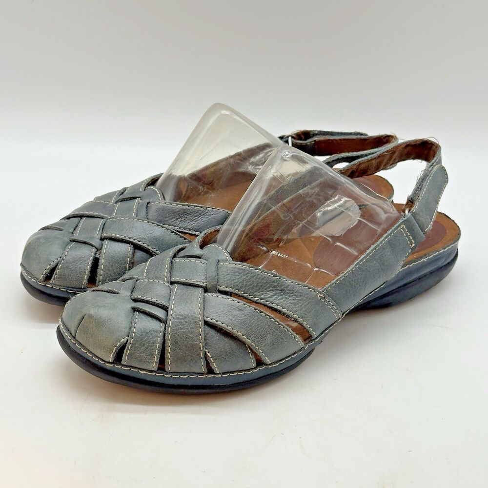 Baretraps Darletta Slingback Sandals Women's 8M Blue Woven Leather Fisherman